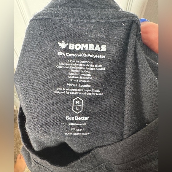 BOMBAS Bee Better Woman’s Plain Black Crewneck Tshirt Cotton Blend Size M/L - Picture 3 of 3